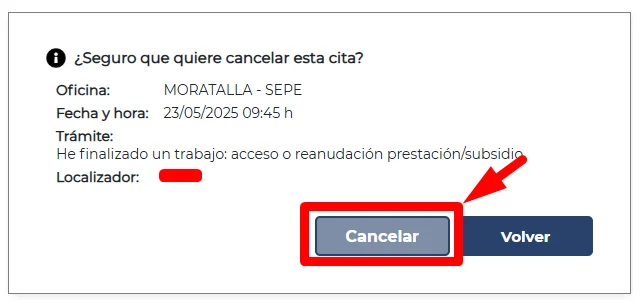 Cancelar cita en el SEPE